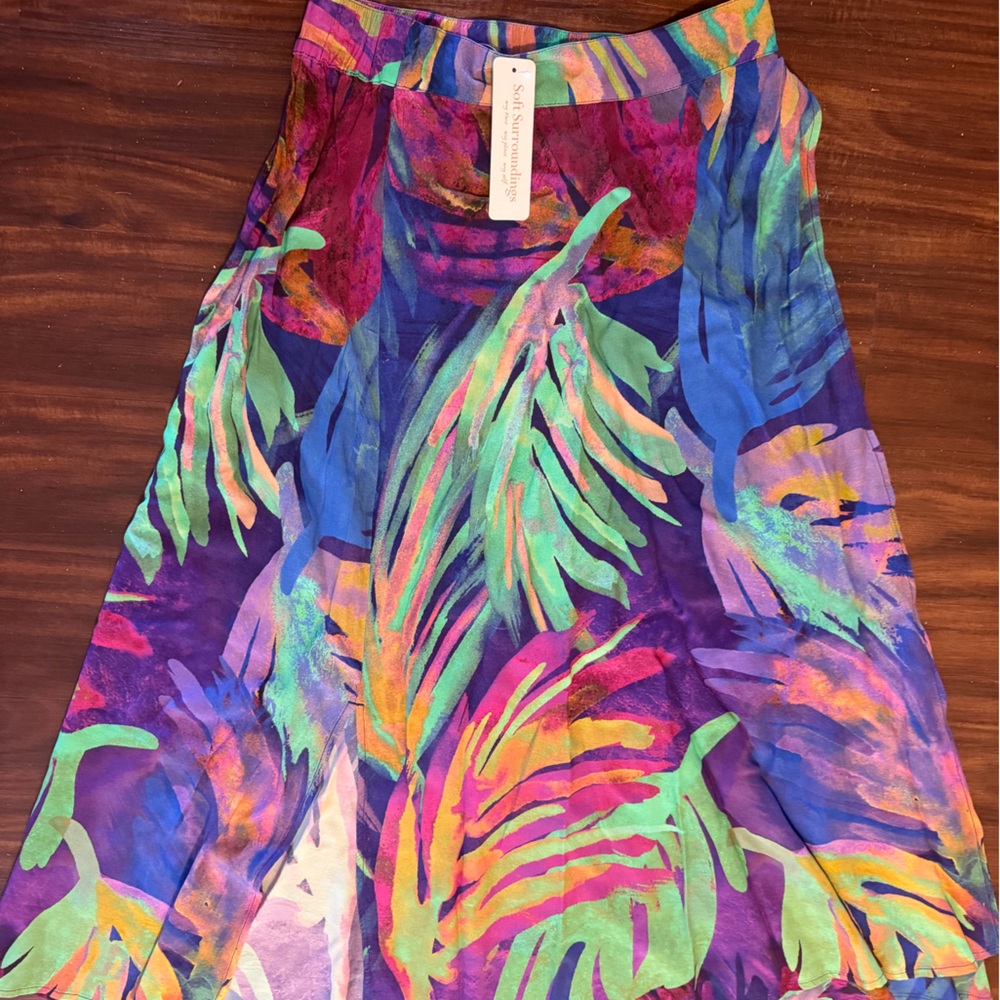Soft Surroundings Colorful Leaf Maxi Skirt